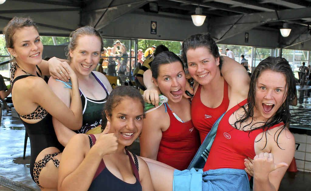 Sally Christie, Clare Kanowski, Aimee Judd, Ashleigh Fearby, Liz Cowley and Elliese Ackermann at The Scots PGC College swimming carnival. Sally Christie, Clare Kanowski, Aimee Judd, Ashleigh Fearby, Liz Cowley and Elliese Ackermann at The Scots PGC College swimming carnival.
